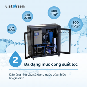 Đa dạng mức công suất lọc nước